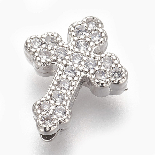 

PandaHall Brass Micro Pave Cubic Zirconia Beads, Lead Free & Cadmium Free, Cross, Clear, Platinum, 15x12x4mm, Hole: 1.6mm Brass+Cubic...