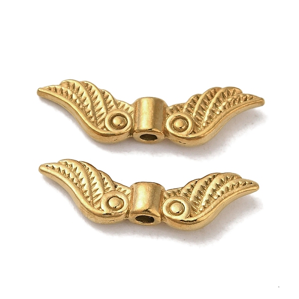 

PandaHall Ion Plating(IP) 304 Stainless Steel Beads, Wings, Golden, 6x21.5x3mm, Hole: 1.5mm 304 Stainless Steel Wing
