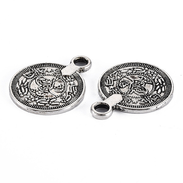 

PandaHall Tibetan Style Alloy Pendants, Cadmium Free & Lead Free, Flat Round, Antique Silver, 23x17.5x1.5mm, Hole: 2.5mm Alloy Flat Round