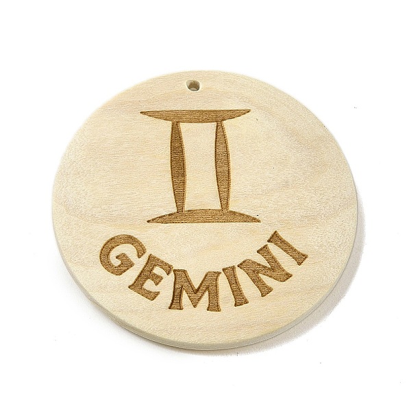 

PandaHall Wood Pendants, Flat Round, Gemini, 40x39x6mm, Hole: 1.6mm Wood Gemini