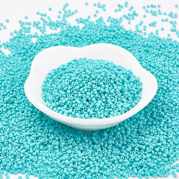 

PandaHall TOHO Japanese Seed Beads, Round, (55F) Opaque Frost Turquoise, 11/0, 2x1.5mm, Hole: 0.5mm, about 42000pcs/pound Glass Cyan
