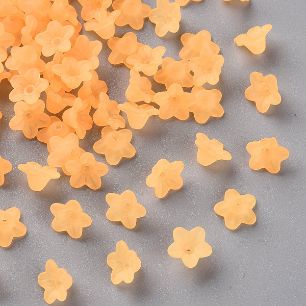 

PandaHall Transparent Acrylic Beads, Flower, Frosted, Orange, 10x5mm, Hole: 1mm, about 420pcs/50g Acrylic Flower Orange