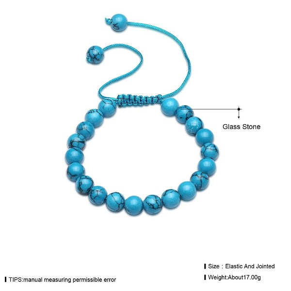 

PandaHall Adjustable Glass Braided Bead Bracelets, Round Ball, Turquoise, Inner Diameter: 3-3/8~2-1/8 inch(5.5~8.5cm) Glass Green
