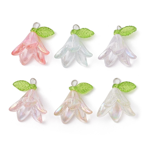 

PandaHall 6Pcs Transparent Acrylic Pendants, with Brass Ball Head Pins, Flower, Platinum, 17x16x15.5mm, Hole: 2mm, 6pcs/set Acrylic Flower