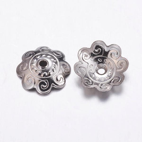 

PandaHall 201 Stainless Steel Bead Caps, Flower, 8-Petal, Stainless Steel Color, 10.5x3mm, Hole: 1.5mm 201 Stainless Steel