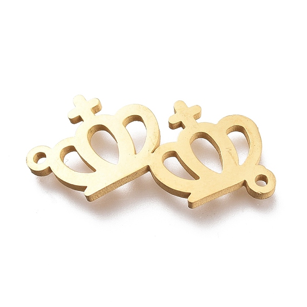 

PandaHall 304 Stainless Steel Links Connectors, Laser Cut, Connected Crown, Golden, 10x22x1mm, Hole: 1mm 304 Stainless Steel Crown