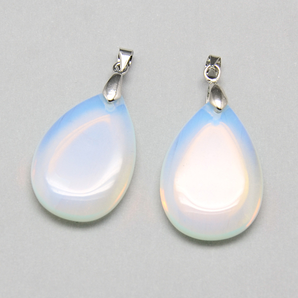 

PandaHall Opalite Pendants, with Brass Findings, teardrop, Platinum, 36~38x20~20.5x5.5mm, Hole: 4x4mm Opalite Teardrop