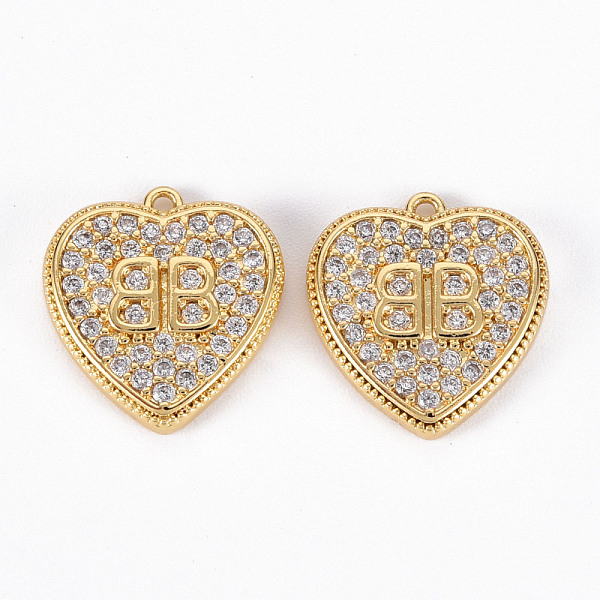 

PandaHall Brass Micro Pave Clear Cubic Zirconia Charms, Heart with Letter B, Real 18K Gold Plated, 14x13.5x2.5mm, Hole: 1mm Brass+Cubic...