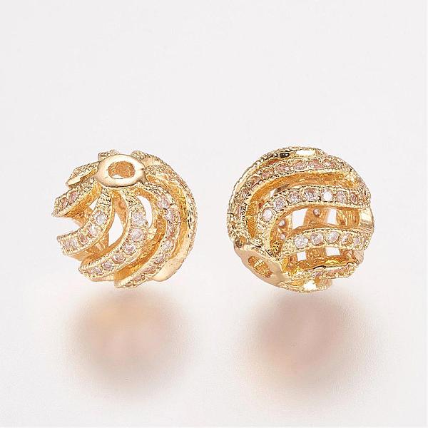 

PandaHall Brass Micro Pave Cubic Zirconia Beads, Round, Golden, 10mm, Hole: 1mm Brass+Cubic Zirconia Round