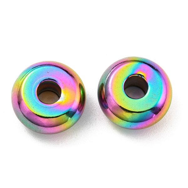 PandaHall 201 Stainless Steel Beads, Rondelle, Rainbow Color, 9.5x5mm, Hole: 3mm 201 Stainless Steel Rondelle