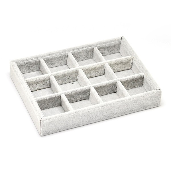 

PandaHall Wooden Cuboid Jewelry Presentation Boxes, Covered with Velvet, 12 Compertments, Gainsboro, 20x15x3.15cm Velvet Gray