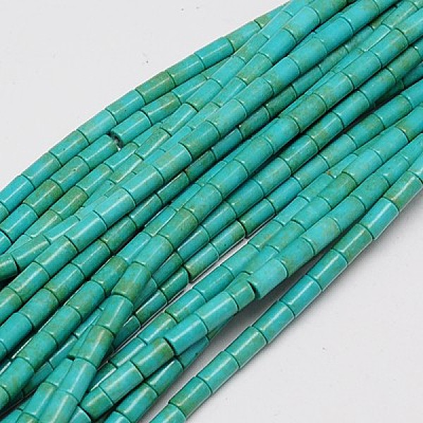 

PandaHall Synthetic Turquoise Beads Strands, Dyed, Column, Light Sea Green, 6x4mm, Hole: 1mm, about 64pcs/strand, 15.5 inch Synthetic...