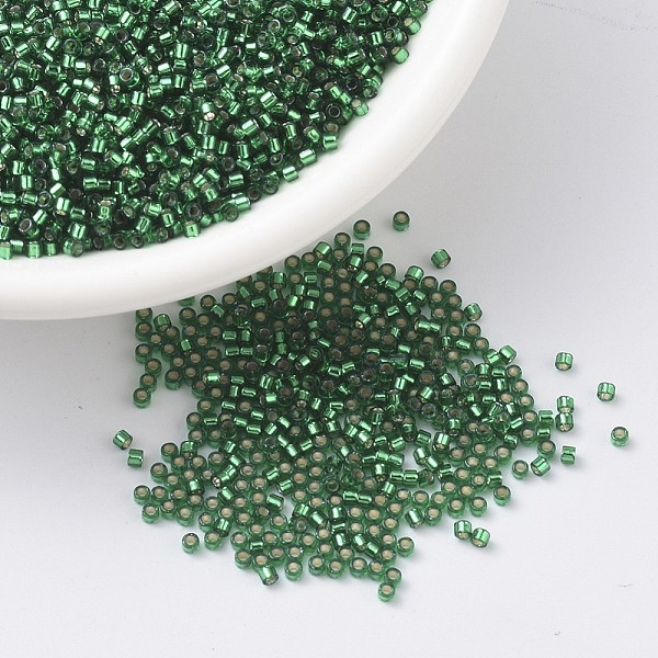 

PandaHall MIYUKI Delica Beads, Cylinder, Japanese Seed Beads, 11/0, (DB0605) Dyed Silver Lined Emerald, 1.3x1.6mm, Hole: 0.8mm, about..., Green