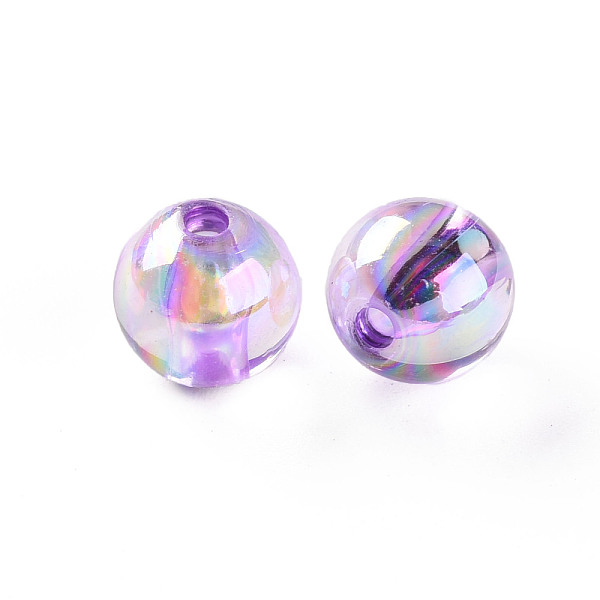 

PandaHall Transparent Acrylic Beads, AB Color Plated, Round, Lilac, 10x9mm, Hole: 2mm, about 940pcs/500g Acrylic Round Purple