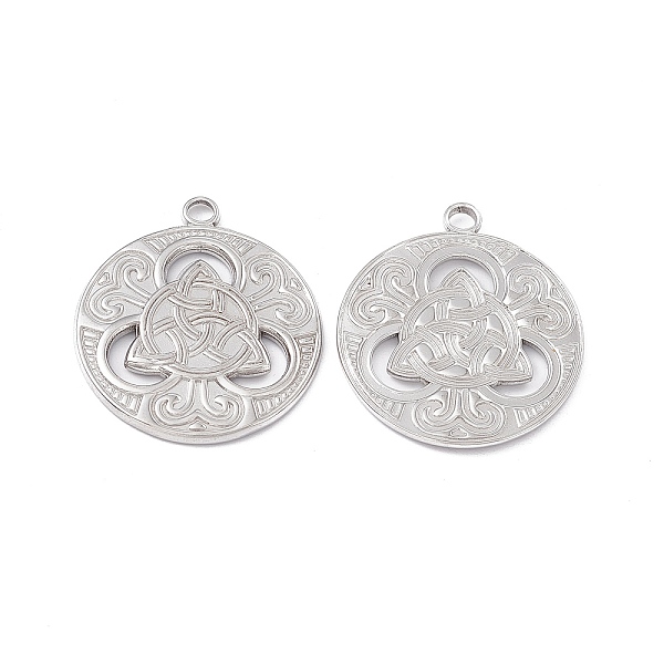 

PandaHall 304 Stainless Steel Pendants, Flat Round with Trinity Knot Charm, Stainless Steel Color, 29x25x2mm, Hole: 3mm 304 Stainless Steel...