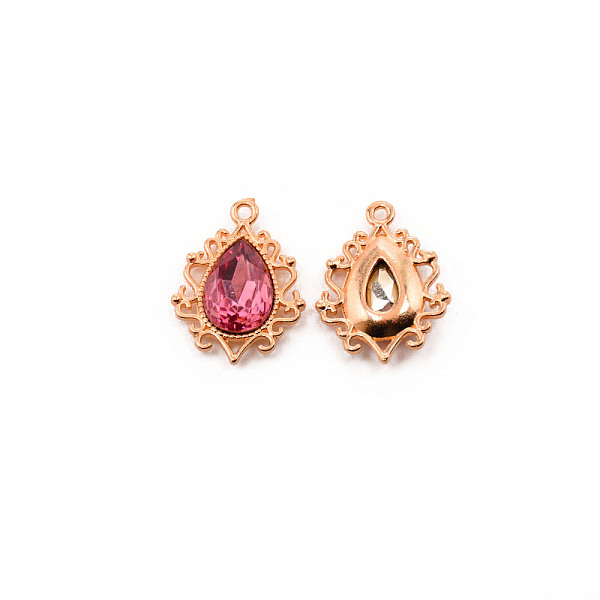 

PandaHall Alloy Pendants, with Rhinestone, Cadmium Free & Lead Free, Light Gold, Teardrop, Hot Pink, 25x19x5mm, Hole: 1.6mm Alloy+Rhinestone...
