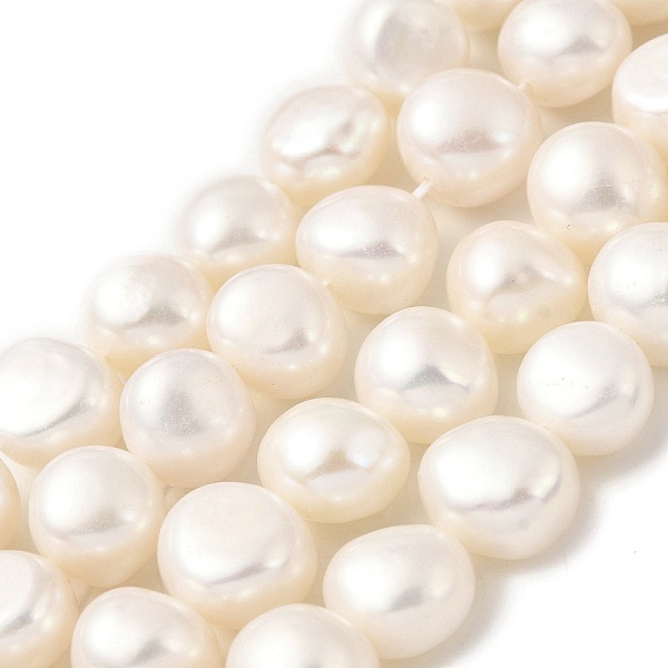 

PandaHall Natural Cultured Freshwater Pearl Beads Strands, Two Sides Polished, Cornsilk, 9~10mm, Hole: 0.5mm, about 20pcs/strand, 6.69''..., Gold