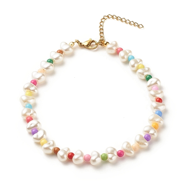 

PandaHall ABS Plastic Pearl Beaded Anklets with Round Acrylic Beads for Women, Colorful, 10 inch(25.5cm) Plastic