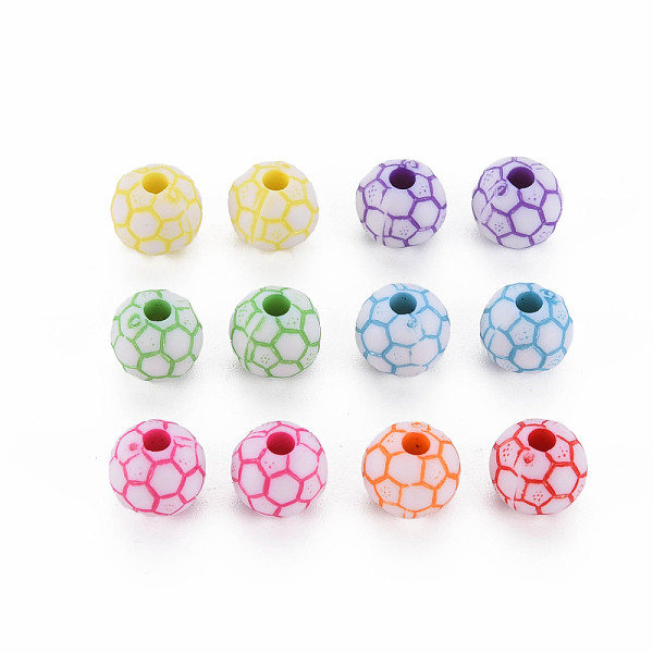

PandaHall Craft Style Opaque Acrylic Beads, Football, Mixed Color, 8x7.5mm, Hole: 2mm, about 1900pcs/500g Acrylic Sports Multicolor