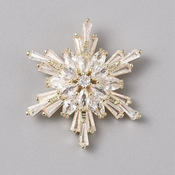 1-Hole Brass Micro Pave Clear Cubic Zirconia Shank Buttons