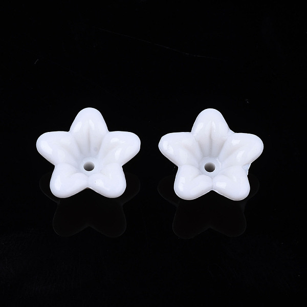 

PandaHall Opaque Acrylic Beads, Flower, White, 13x13x6.5mm, Hole: 1.2mm, about 2070pcs/500g Acrylic Flower White