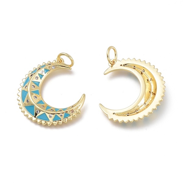 

PandaHall Brass Micro Pave Clear Cubic Zirconia Pendants, with Enamel & Jump Rings, Long-Lasting Plated, Moon, Real 18K Gold Plated...
