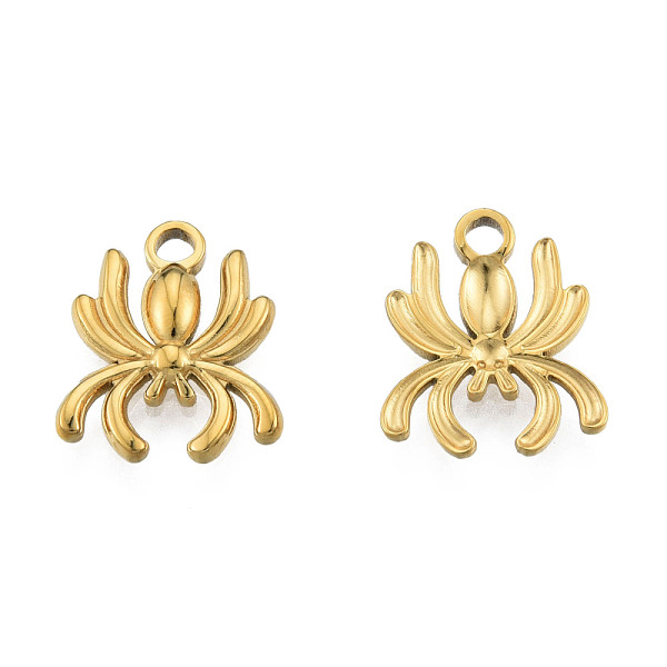 

PandaHall Ion Plating(IP) 201 Stainless Steel Charms, Spider, Real 18K Gold Plated, 15x13x2mm, Hole: 2mm 201 Stainless Steel Spider