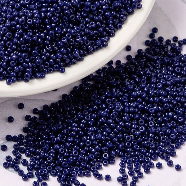 

PandaHall MIYUKI Round Rocailles Beads, Japanese Seed Beads, (RR4493) Duracoat Dyed Opaque Navy Blue, 15/0, 1.5mm, Hole: 0.7mm, about...