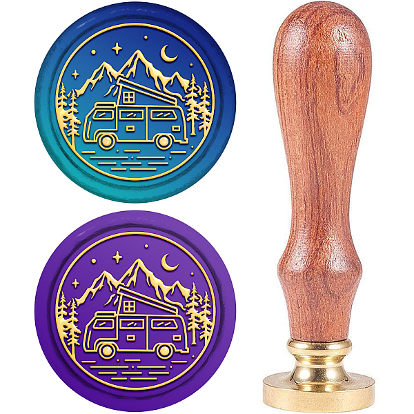 

PandaHall CRASPIRE Mountain Moon Car Wax Seal Stamp 25mm Star Tree Brass Removable Sealing Stamp Head Retro Wood Handle for Wedding...