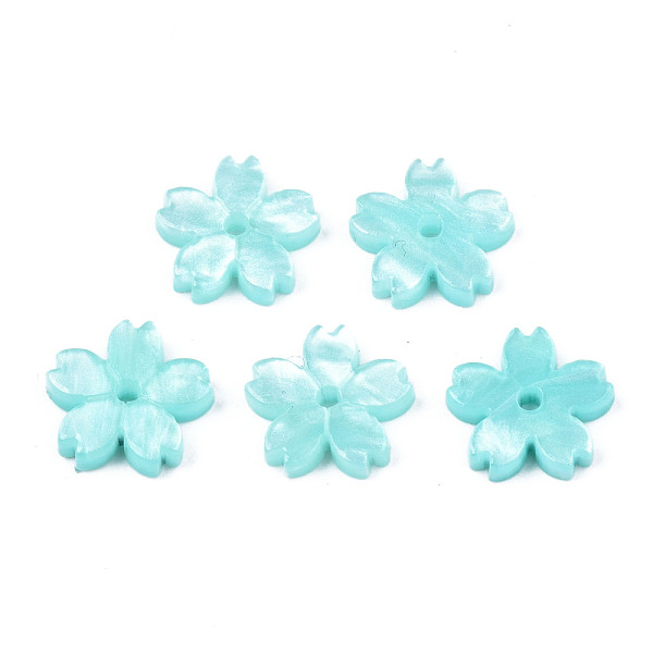 

PandaHall Opaque Acrylic Beads, Sakura, Aquamarine, 10.5x11x2mm, Hole: 1.2mm Acrylic Flower Green