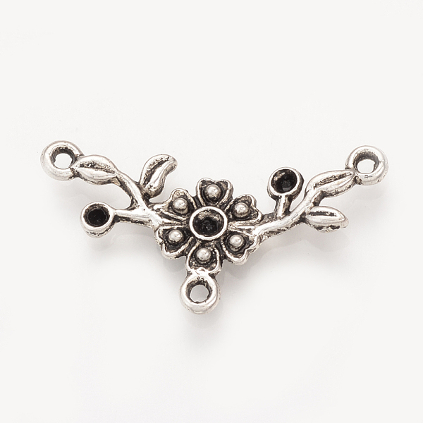 

PandaHall Tibetan Style Alloy Connector Rhinestone Settings, Flower & Leaf, Cadmium Free & Lead Free, Antique Silver, 31x16.5x2.5mm, Hole...