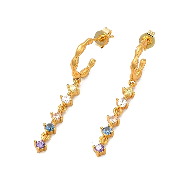 

PandaHall Colorful Cubic Zirconia Tassel Dangle Stud Earrings, Rack Plating Brass Half Hoop Earrings for Women, Cadmium Free & Lead Free...