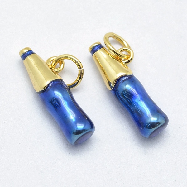 

PandaHall Brass Pendants, with Enamel, Cadmium Free & Nickel Free & Lead Free, Long-Lasting Plated, Bottle, Blue, Real 18K Gold Plated...