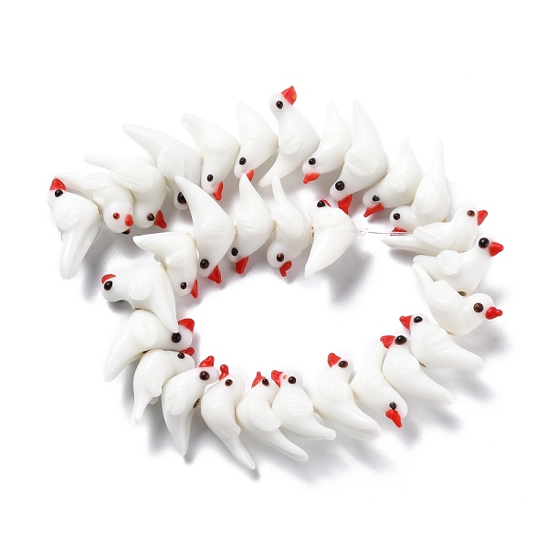 

PandaHall Handmade Lampwork Beads, Bumpy, Pigeon, White, 20~27x9~12x9~11mm, Hole: 1.6~2mm, about 30pcs/strand, 10.63 inch(27cm) Lampwork...