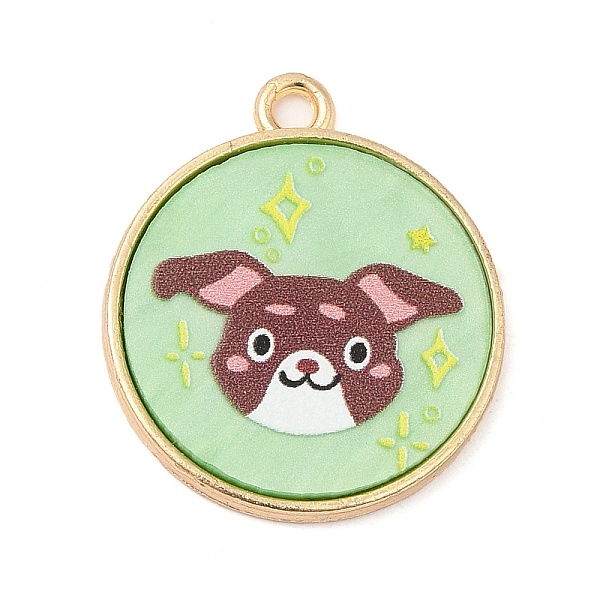 

PandaHall Alloy Pendants, with Acrylic, Cadmium Free & Nickel Free & Lead Free, Flat Round, Dog, 23x20x2mm, Hole: 1.8mm Alloy+Acrylic Dog
