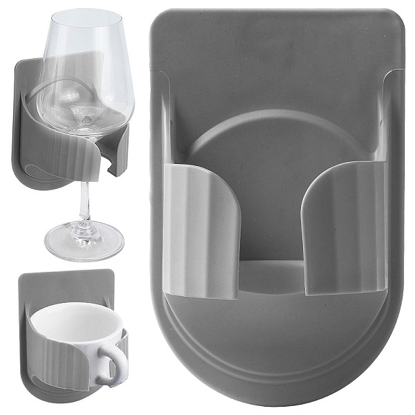 

PandaHall Gorgecraft Plastic Red Wine Glass Holder Portable Wall-mounted, Gray, 104x85x165mm,tray: 80x70mm Plastic Gray