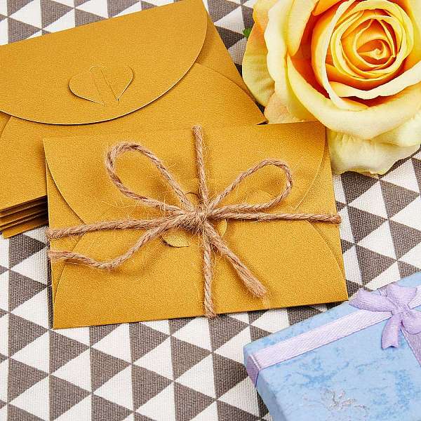 

PandaHall Retro Colored Pearl Blank Mini Paper Envelopes, Wedding Party Invitation Envelope, DIY Gift Envelope, Heart Closure Envelopes..., Gold