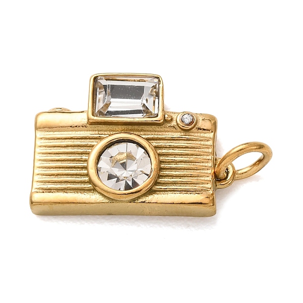 304 Stainless Steel Micro Pave Clear Cubic Zirconia Pendants