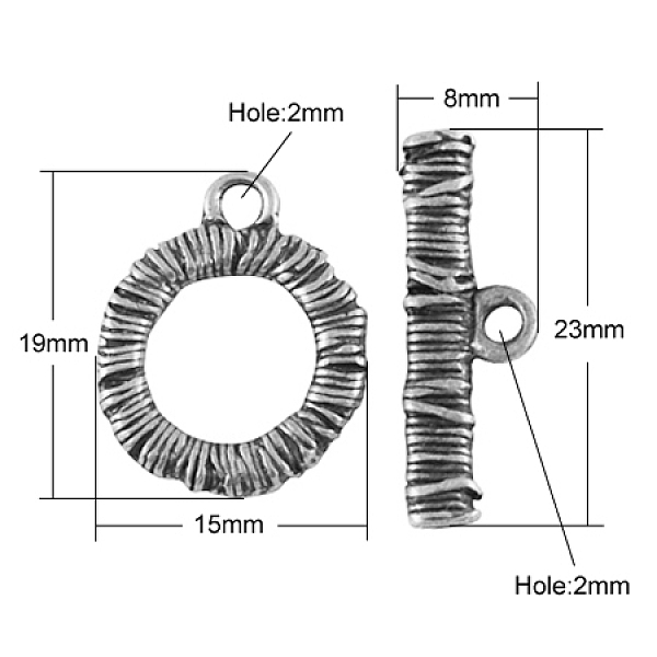 

PandaHall Alloy Toggle Clasps, Lead Free & Nickel Free, Donut, Antique Silver, 23x8x2.5mm Alloy Donut