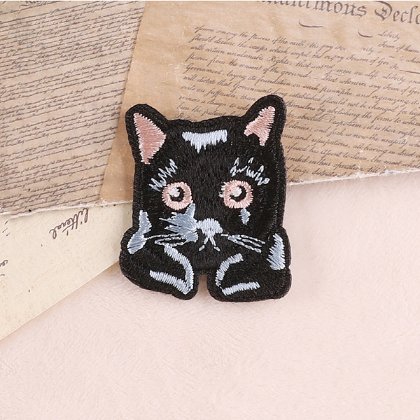 

PandaHall Cat Shape Computerized Embroidery Cloth Iron on/Sew on Patches, Costume Accessories, Black, 41x35mm Cloth Cat Shape Black