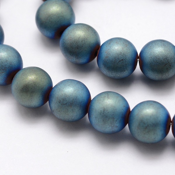 

PandaHall Electroplate Non-magnetic Synthetic Hematite Beads Strands, Matte Style, Round, Green Plated, 6mm, Hole: 1mm, about 70pcs/strand...