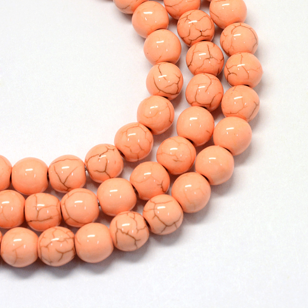 

PandaHall Synthetic Turquoise Bead Strands, Round, Dyed, Light Salmon, 10x10mm, Hole: 2mm, about 40pcs/strand, 15.7 inch Synthetic Turquoise...