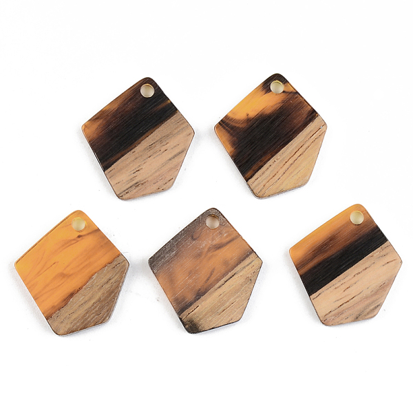

PandaHall Resin & Walnut Wood Pendants, Polygon, Orange, 21x18.5x3mm, Hole: 2mm Resin+Wood Polygon Orange
