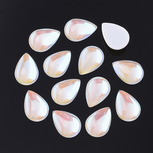 

PandaHall Transparent K9 Glass Cabochons, Flat Back, Teardrop, PapayaWhip, 6x4x3mm, about 50pcs/bag Glass Horse Eye Orange