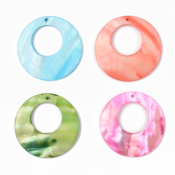

PandaHall Natural Freshwater Shell Pendants, Flat Round, Dyed, Mixed Color, 44~45x3~4mm, Hole: 1.6mm Freshwater Shell Flat Round Multicolor