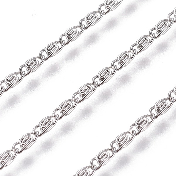 

PandaHall 304 Stainless Steel Lumachina Chains, with Spool, Unwelded, Stainless Steel Color, 1.8mm, Link: 4.5x1.8x1mm, about 82.02 Feet...