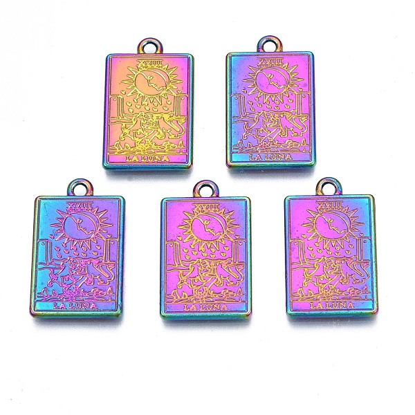 

PandaHall Rack Plating Alloy Pendants, Cadmium Free & Nickel Free & Lead Free, Rainbow Color, Tarot Charms, The Moon XVIII, 23.5x14.5x1.5mm...