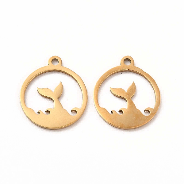 

PandaHall 201 Stainless Steel Pendants, Flat Round with Mermaid Tail Shape Charms, Golden, 16x13.5x1mm, Hole: 1mm 201 Stainless Steel Flat...