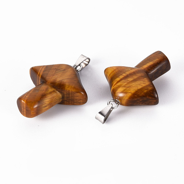 

PandaHall Natural Tiger Eye Pendants, with Stainless Steel Snap On Bails, Mushroom, Stainless Steel Color, 27.5~28.5x23~25x9.5~10.5mm, Hole...