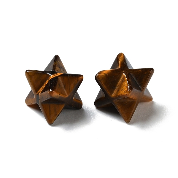 

PandaHall Natural Tiger Eye Beads, No Hole/Undrilled, Merkaba Star, 12.5~13x12.5~13x12.5~13mm Tiger Eye Star